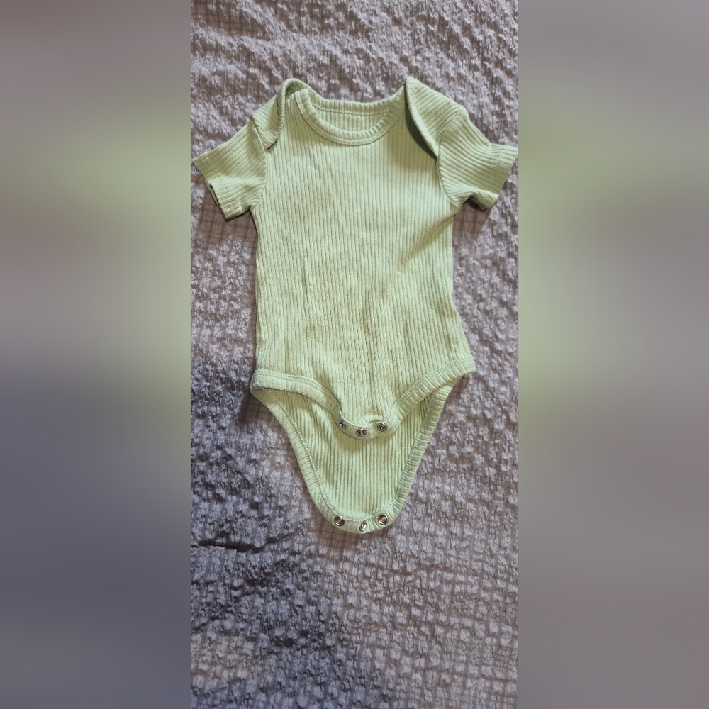 Green Ribbed Kids One Piece